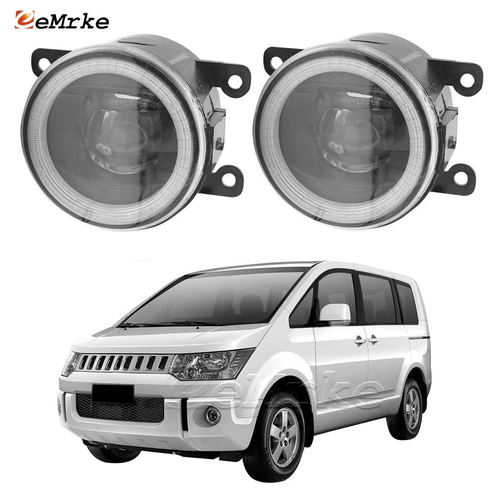 Светодиодные глаза ангела DRL для Mitsubishi Delica D5 2007 '08 '09 '10 '11 '12 '13 '14 '15 '16 '17 2018 Противотуманные фары в сборе с линзой