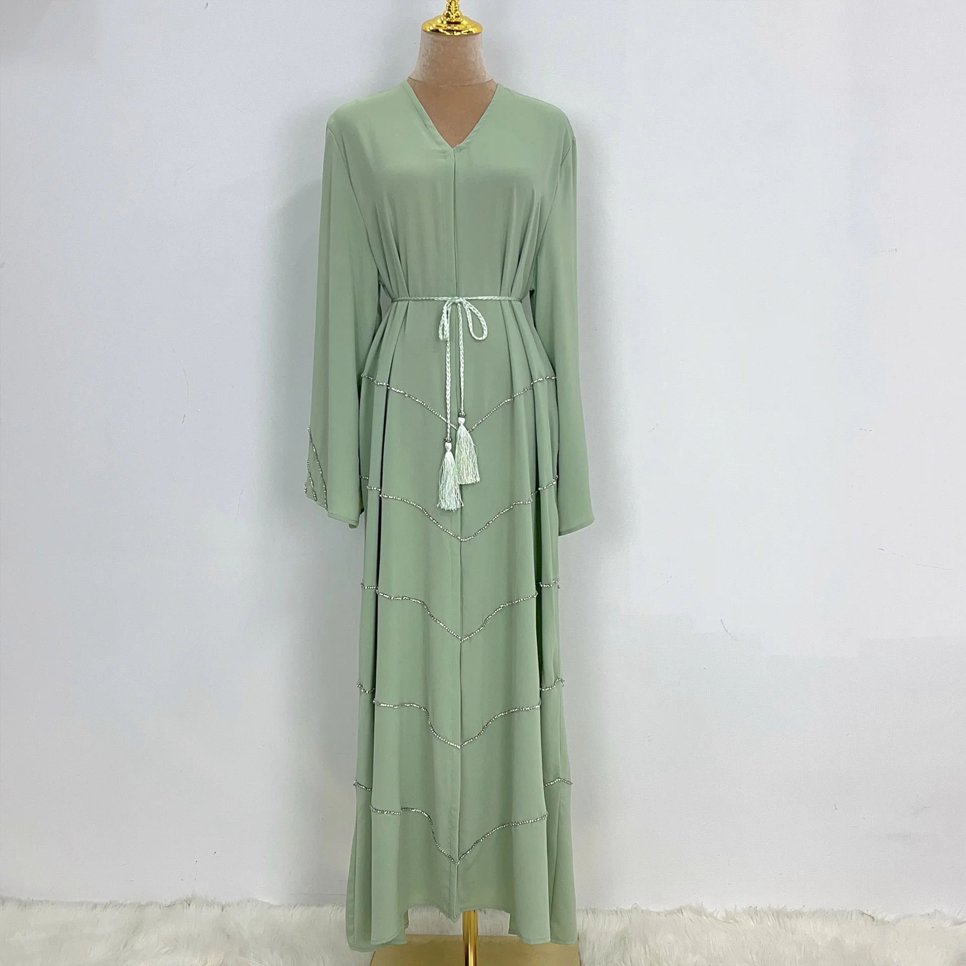 Роскошное однотонное платье летние женские открытые платья с бисером Ближнего