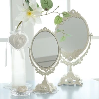 quality white mirror small oval portable art standing vanity tray mirror display handheld design espejo pared room accessories