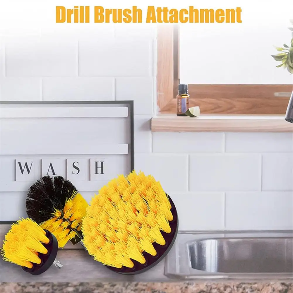 

3Pcs Simple Cleaning Brush Heads Lightweight Cleaning Brush Kit Multifunctional Auto Detailing Drill Brush Set Washing