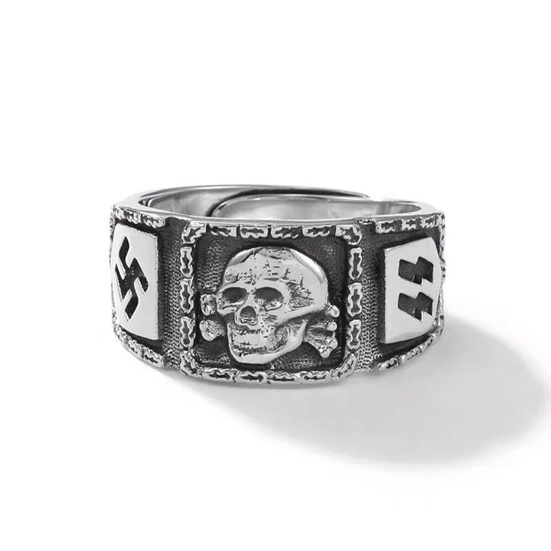 

Personality Vintage Skull Ring Simple Punk Hyperbole Unisex Open Ring Banquet Jewelry Party Gift