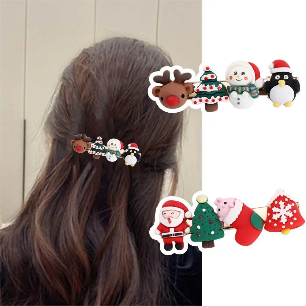 

Cute Party Supplies Xmas Ornaments Children Kids Gifts Hair Accessories Elk Headwear Christmas Hair Clip Santa Claus Hairpin