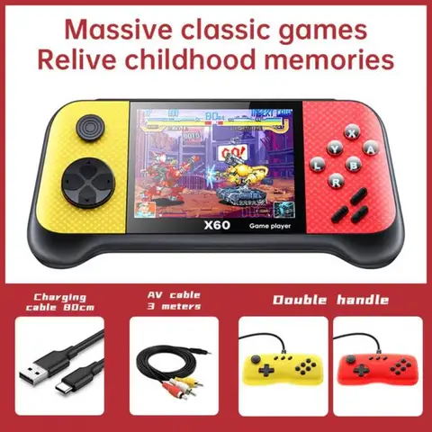 Портативный игровой плеер X60 в стиле ретро, встроенные игры 6800, поддержка расширения TF-карты, 3,5-дюймовая портативная игровая консоль, эмуляторы для игр, лучшие