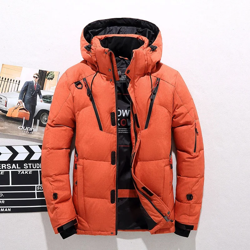 Winter New Men'S Down Jacket Short Youth Europe And America Leisure Outdoor Thickened Coat Fashionable Warm Gentleman Zipper Hoo