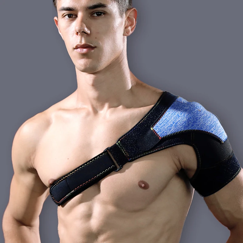 

2022 New Adjustable Gym Sports Care Single Shoulder Support Back Brace Guard Strap Wrap Belt Band Pads Black Bandage Men & Women
