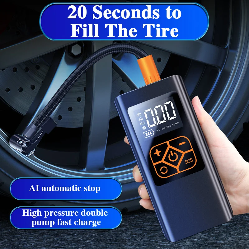 

4000mAh Car Air Compressor 140PSI Electric Wireless Portable Tire Inflator Pump for Motorcycle Bicycle Boat AUTO Tyre Balls