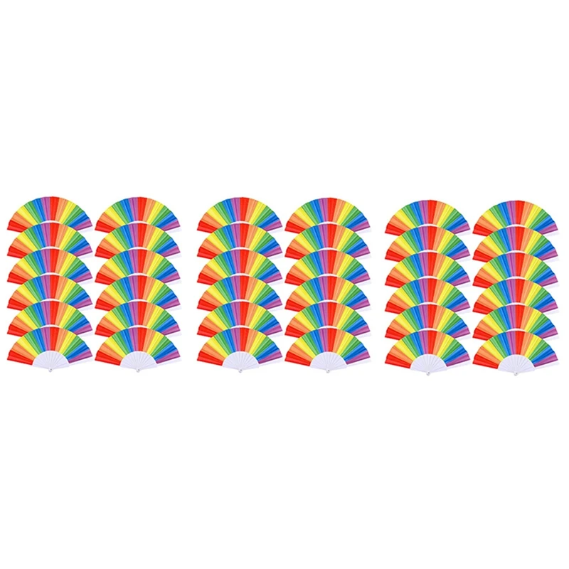 

30 Pack Rainbow Folding Fans , Hand Held Pride Fan Gay Pride LGBT Fans For Parties Festival Events Dance Supplies