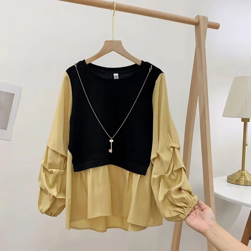 Рубашка-топ Женская демисезонная плиссированная из двух предметов свободная