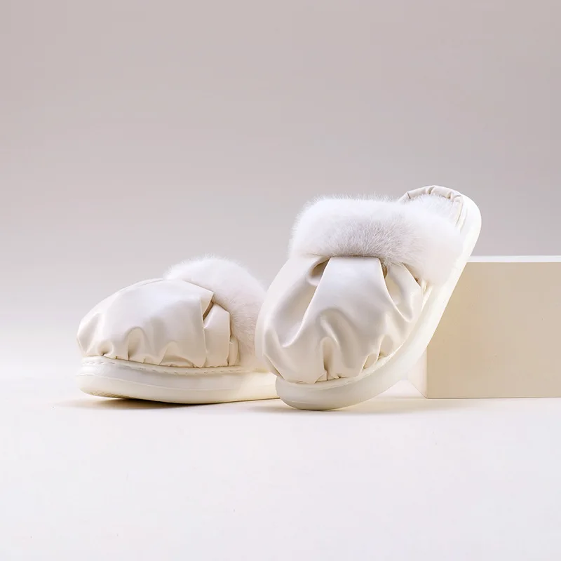 Waterproof Cotton Slippers Female Autumn Winter New Indoor Home With Anti-Slip Warm And Thick Bottom Fashion Floor Flat Shoes