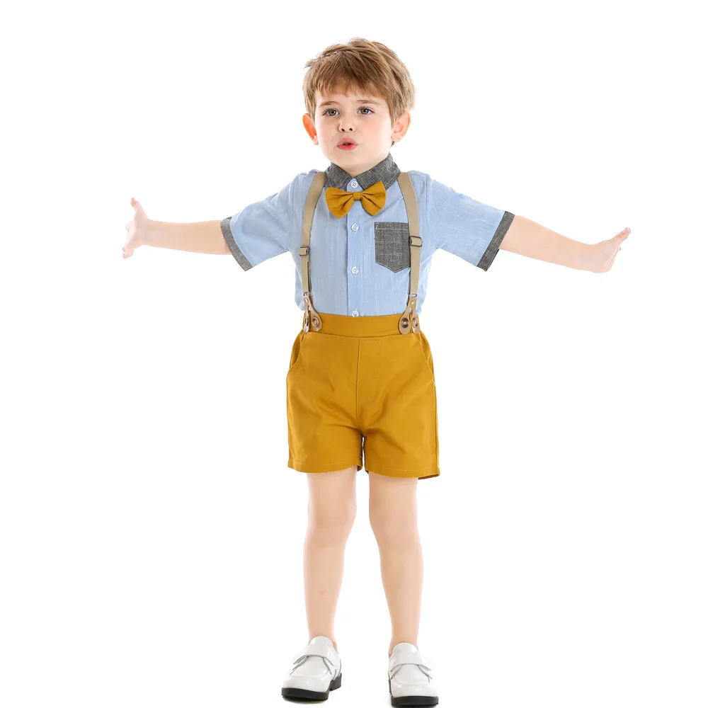 

Clothes for Newborns Children's Suit Men's Children's Clothes Gentleman's Dress Short Sleeve Shirt Overalls Year Baby Set