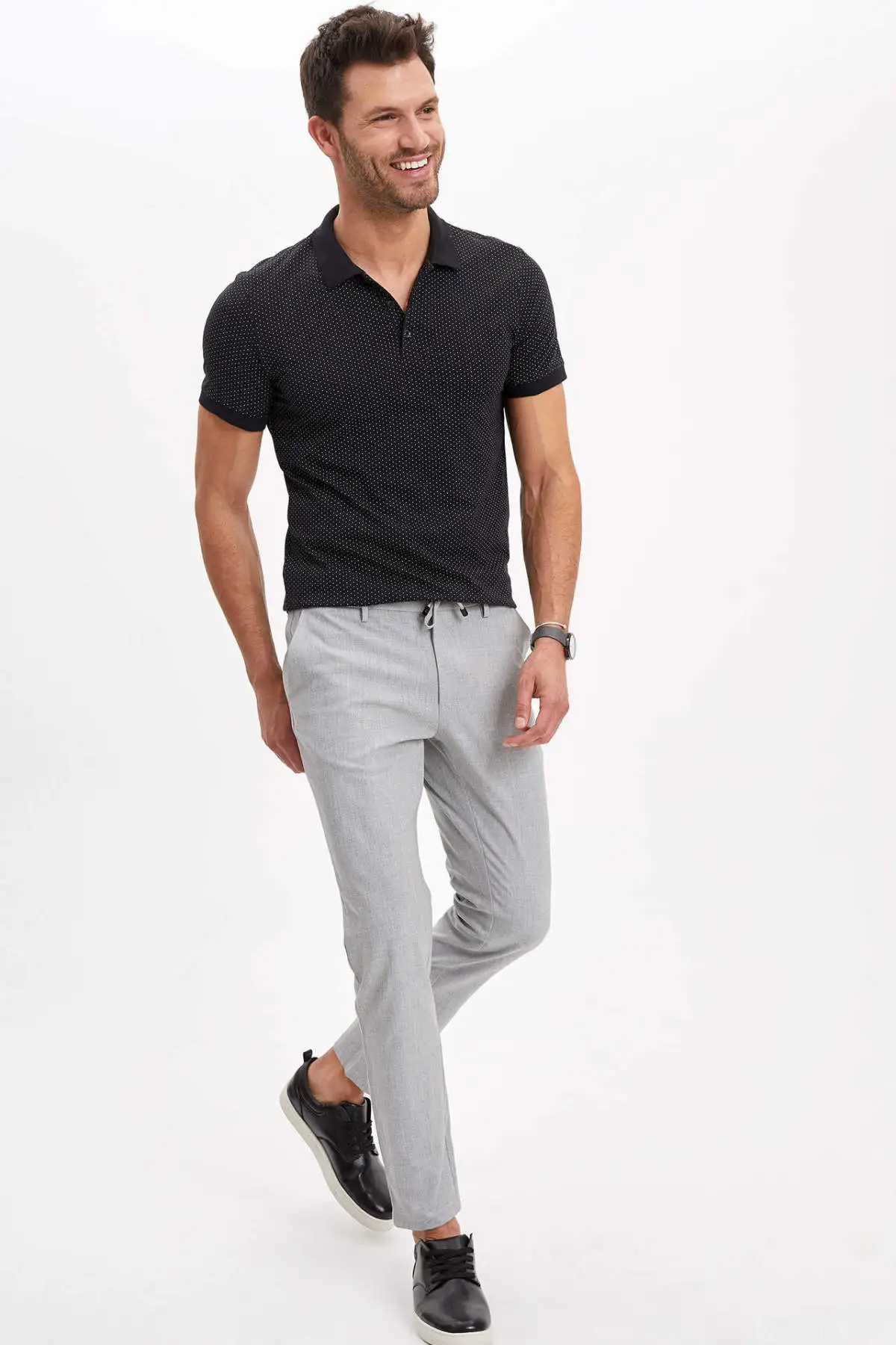 DeFacto Мужские летние топы и футболки с рисунком Slim Fit Поло футболка уличная Мужская