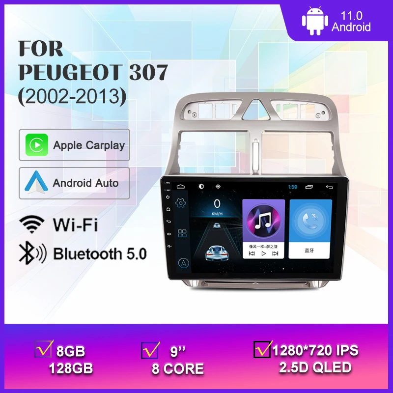 

Автомагнитола на Android 11 с GPS-навигацией для Peugeot 307, 307CC, 307SW, 2002-2013, мультимедийный стерео-видеоплеер с Wi-Fi, 2 DIN, CarPlay