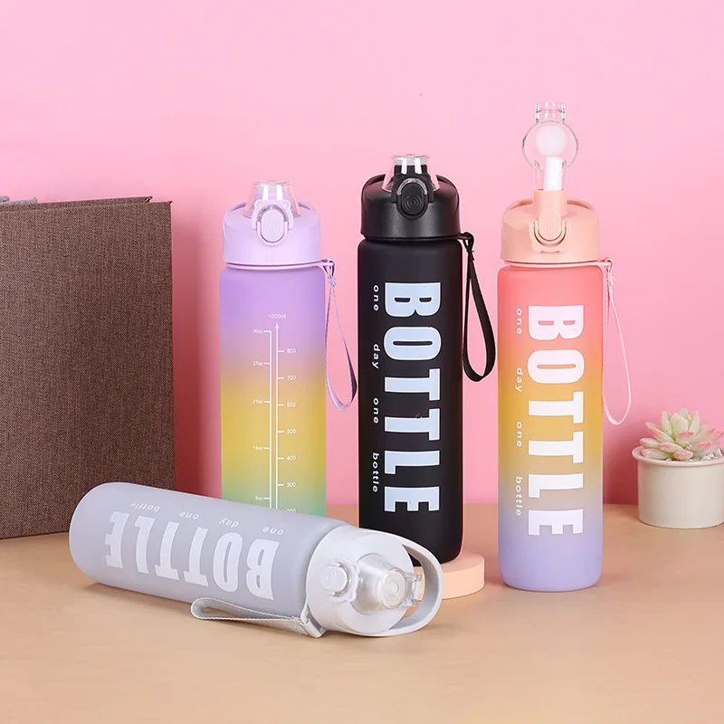 

Motivational Water Bottle Gradient Large Capacity Outdoor Sport Fitness Jugs For Outdoor Sports Fitness Leakproof Bpa Free 1L