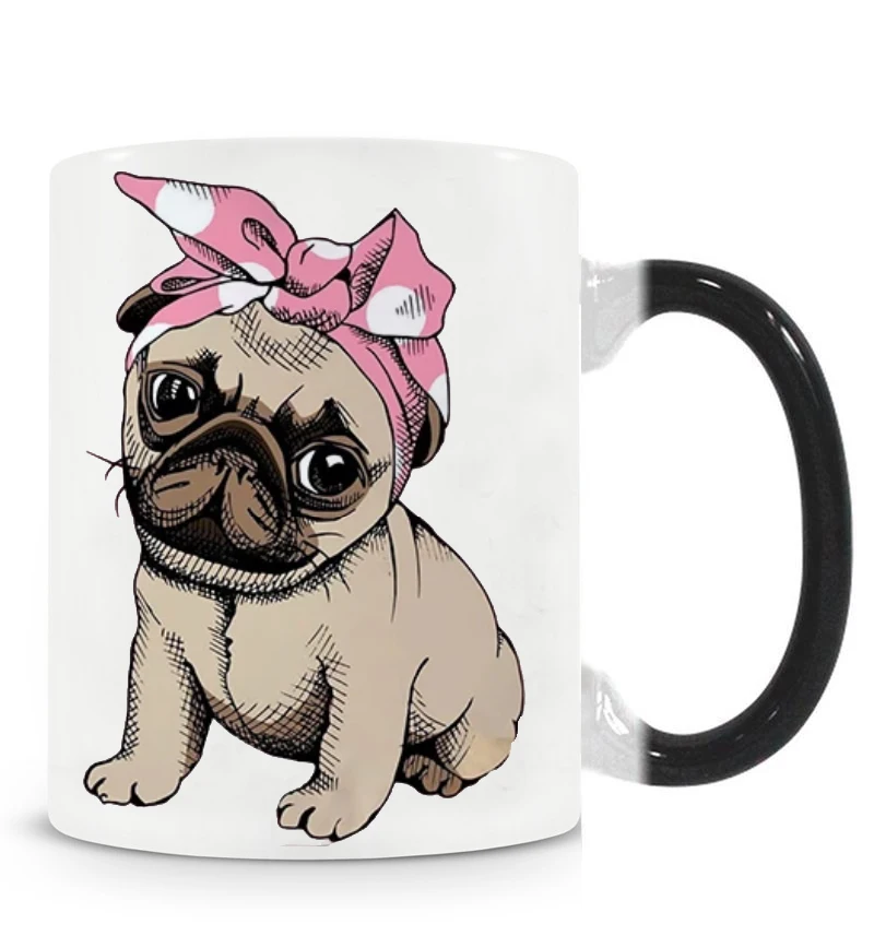 Pug Dog Mugs French Bulldog Cups Dachshund Mugen Color Changing Magic Coffeeware Drinkware Teaware Tableware