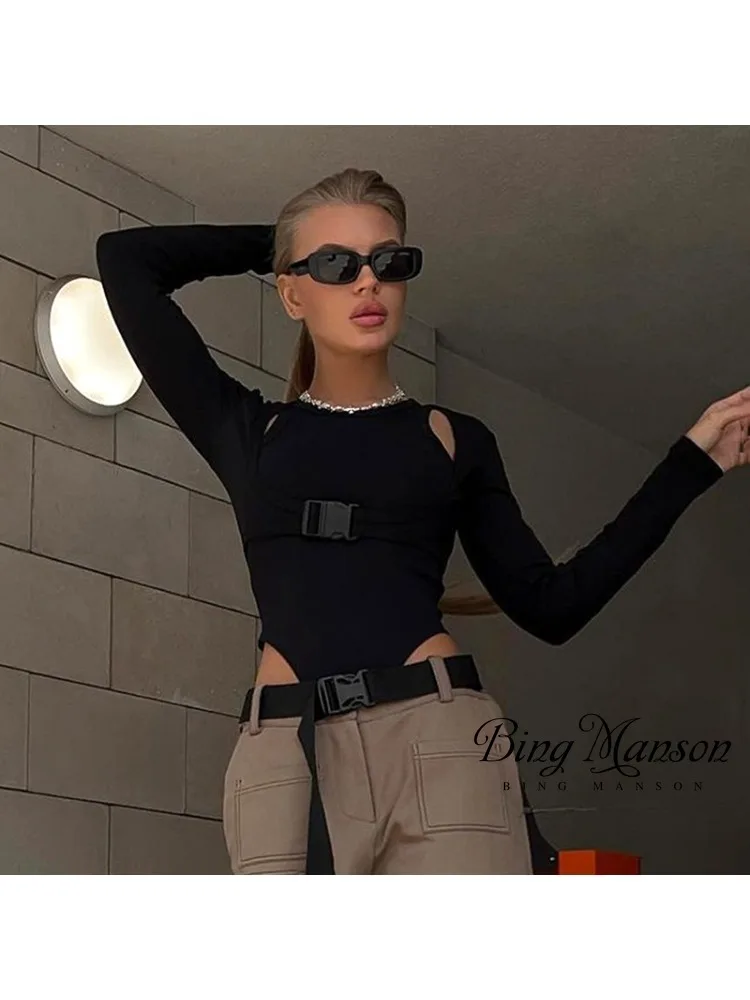 

Women's Autumn New Fashion Solid Color Sexy Long Sleeve Fake Two Piece Slim Fit Spicy Girl Bodysuit Street Apparel Y2k Bodysuit