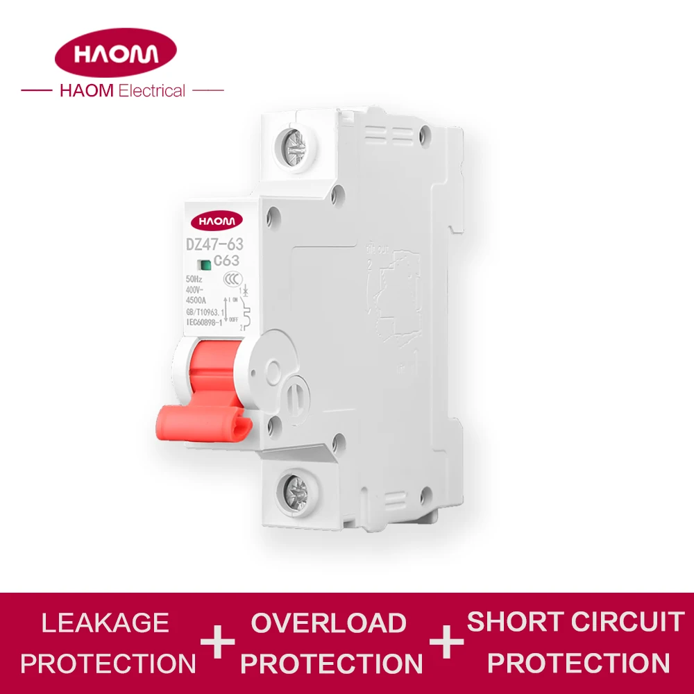 Мини-выключатель питания HAOM 1P защита от пуска 1 А 3 6 10 16 20 25 32 40 50 63 Din-рейка