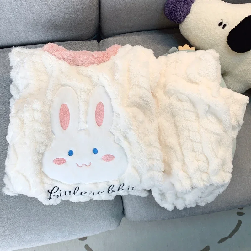 2024 зимний женский пижамный комплект милая коралловая бархатная одежда для сна