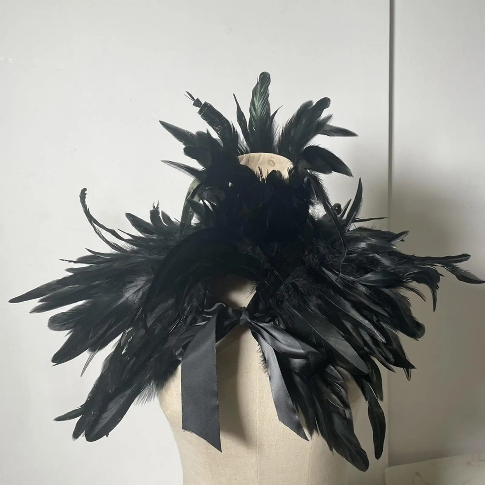 Шаль с перьями шаль накидка на шею для костюма Хэллоуин маскарадное платье