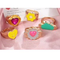 colorful love heart ring for women girl opening index finger accessories fashion friendship engagement wedding rings
