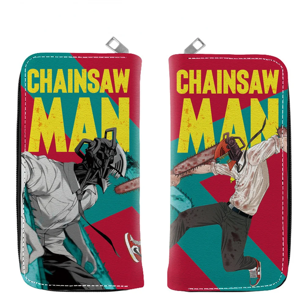 

Длинный кошелек для мужчин и женщин с изображением аниме бензопилы, кошелек из искусственной кожи/искусственной кожи на молнии, кошелек уни...
