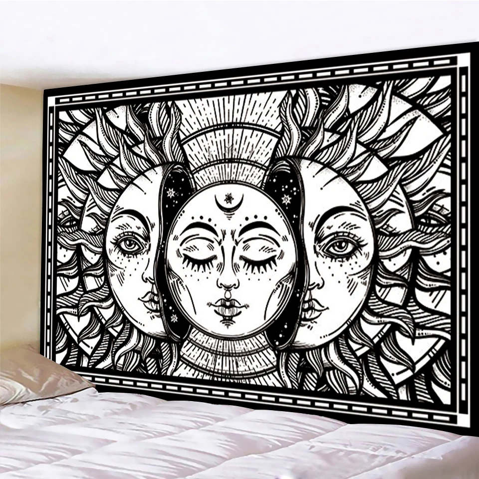 

Mandala Wall Tapestry Sun Moon Boho Witchcraft Tarot Psychedelic Dorm Decoration Corridor Bedroom Living Room Wall Decor