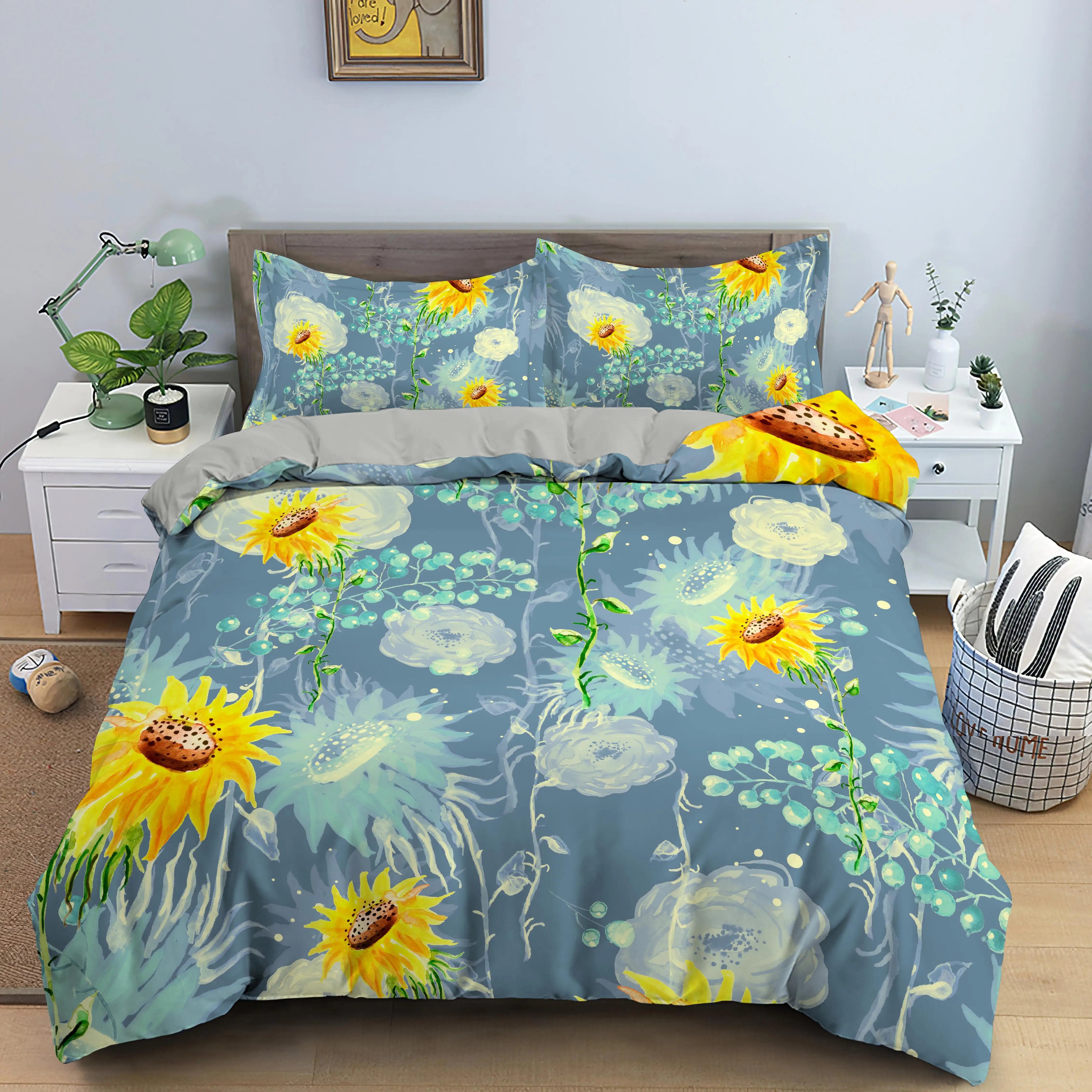 

Комплект постельного белья из 2/3 предметов, Королевский пододеяльник с акварельными цветами, с цветами, из полиэстера, для подростков