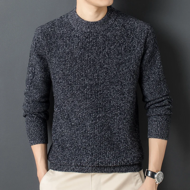 pure Winter round sweater wool men's 200% neck thickened bottoming sweater pullover sweater.