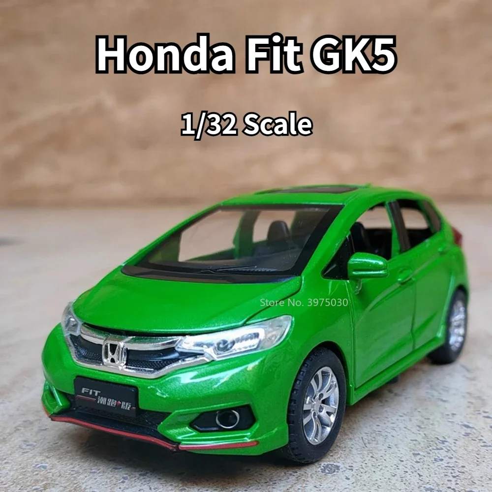 wa metalowa karoseria Honda Fit GK5 Diecast Model samochodu z otwieranymi drzwiami Pociągnij tylne światło Funkcja muzyczna Z...