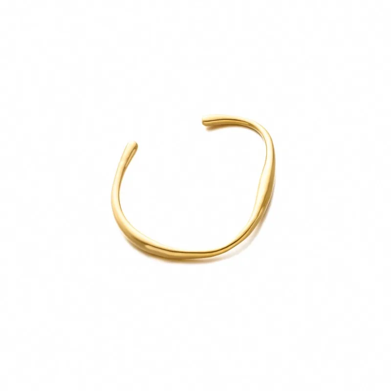 Фото Женские регулируемые браслеты из нержавеющей стали золотого цвета особой формы с круглым отверстием, изысканные не выцветают ювелирные изделия №5