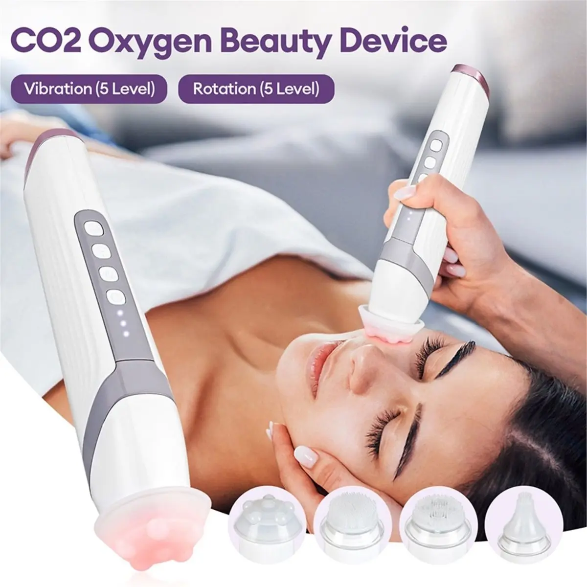 Фото Портативный аппарат для очищения кожи лица CO2 Bubble Pen Aqua Skin SPA: массажер с CO2-капсулами, кислородный пузырьковый масса №5