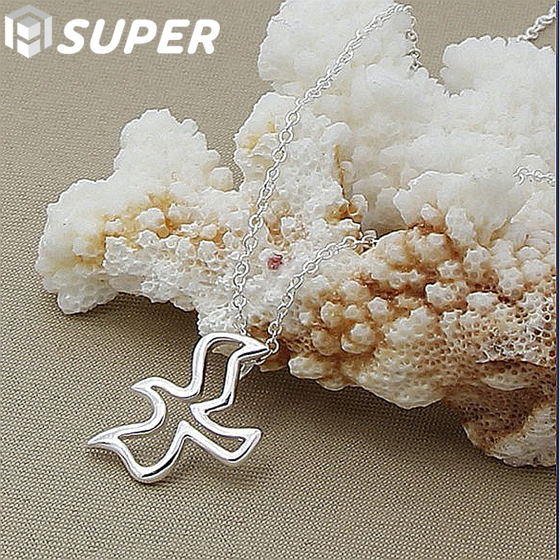 Женское ожерелье из серебра 925 пробы с подвеской в виде птицы