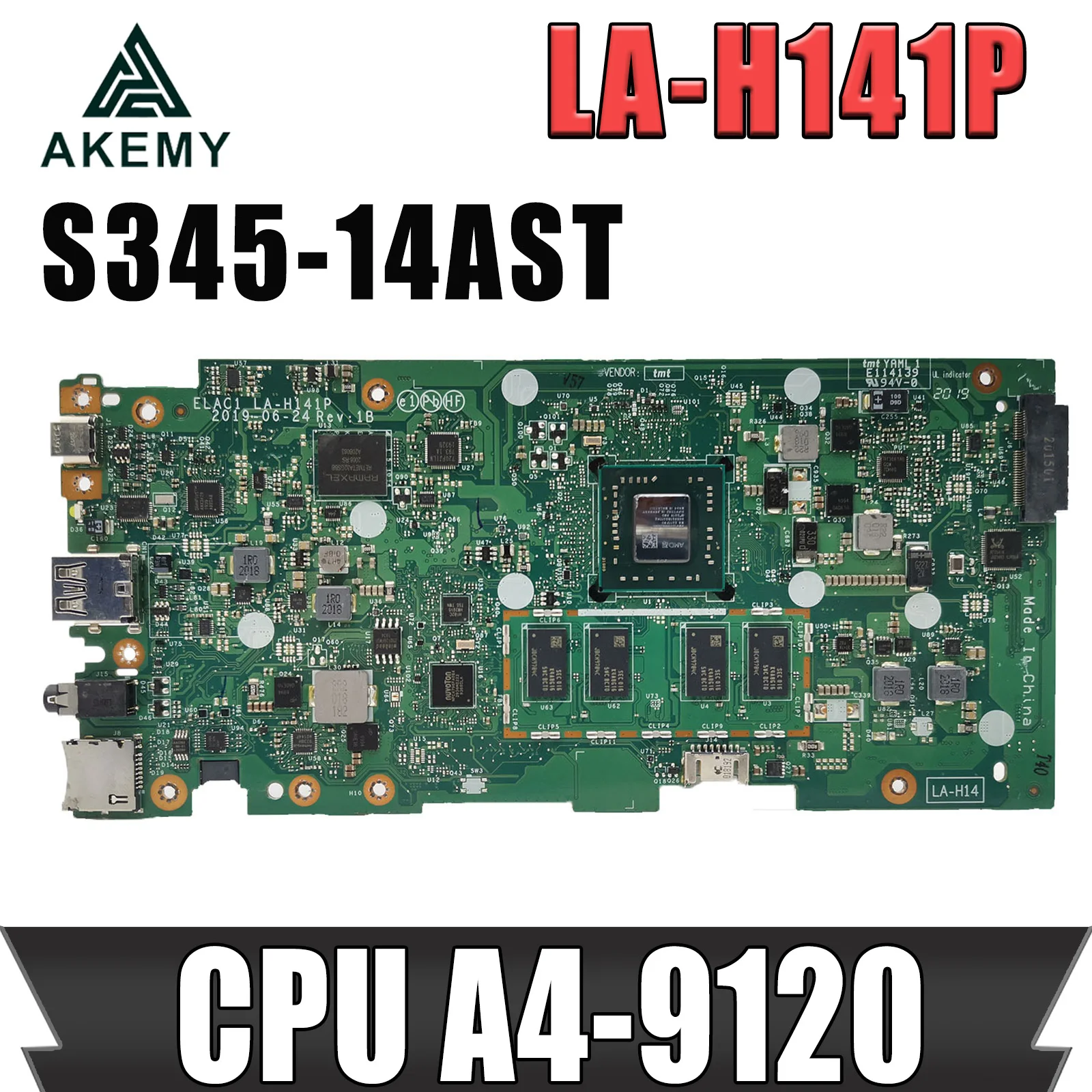 

For Lenovo Chromebook S345-14AST / 14e Computer Motherboard LA-H141P with CPU A4 9120 RAM 4G SSD 32G 100% test work