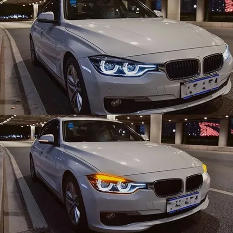 Пара автомобильных фар для BMW 3 серии 2013-2019 F30 F35 F80, светодиодные динамические фары DRL Halo Angel Eyes, аксессуары для линз проектора