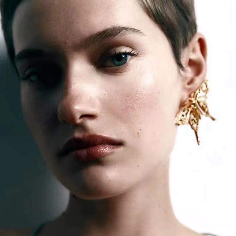 

Za Vintage Creative Gold Silver Color Butterfly Earrings for Woman