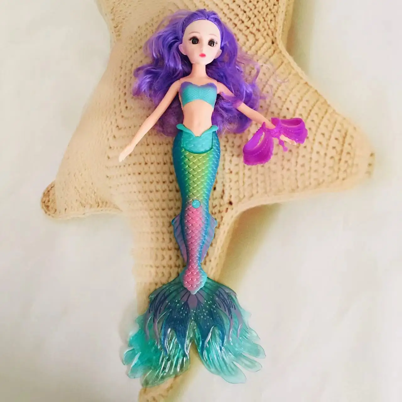 35 см светящаяся красивая кукла принцессы-русалки красочная рыбий хвост со