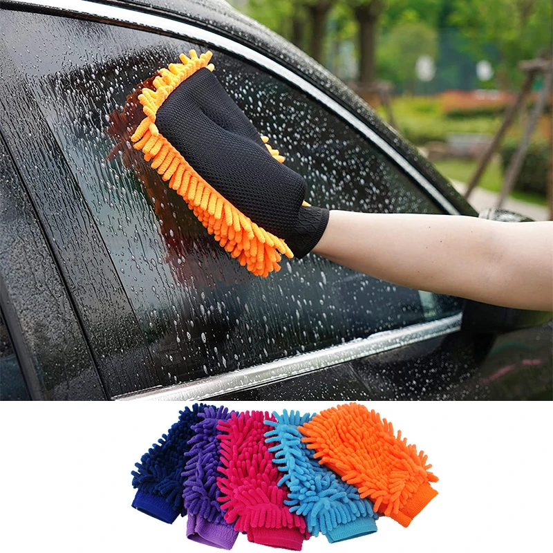 

Car Washing Microfiber Gloves Double Sided Home Cleaning Soft Cloth Automobile Maintenance Cleaning Accessories Random Color