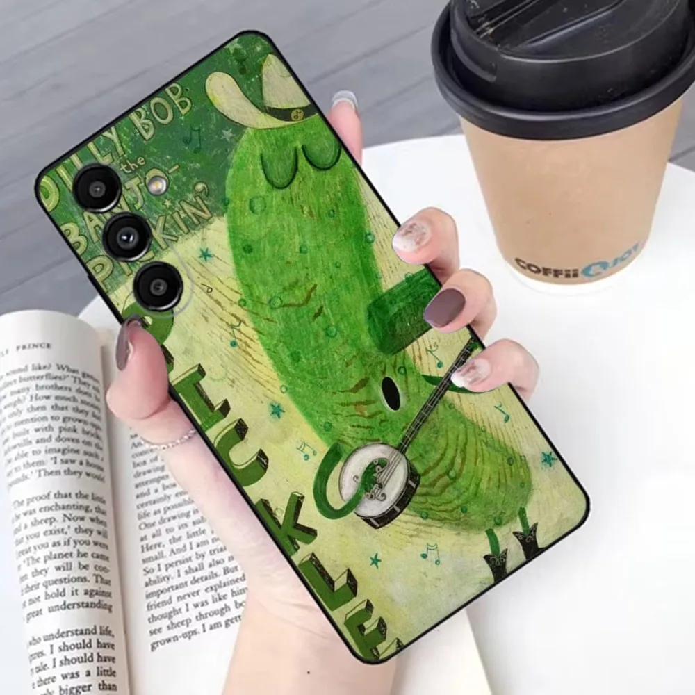 Чехол для телефона Pickles Cucumber Samsung S24 23 22 30 21 10 9 Ultra Plus Lite FE мягкий силиконовый черный