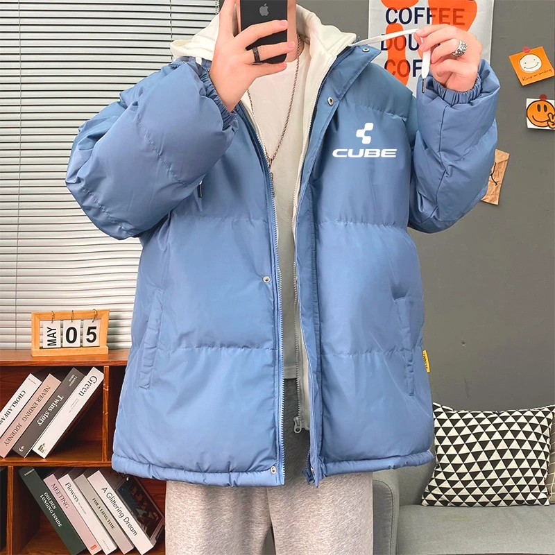 

Мужская повседневная толстовка с капюшоном, однотонная теплая парка на молнии в Корейском стиле, модное мужское пальто для фитнеса, зима 2022