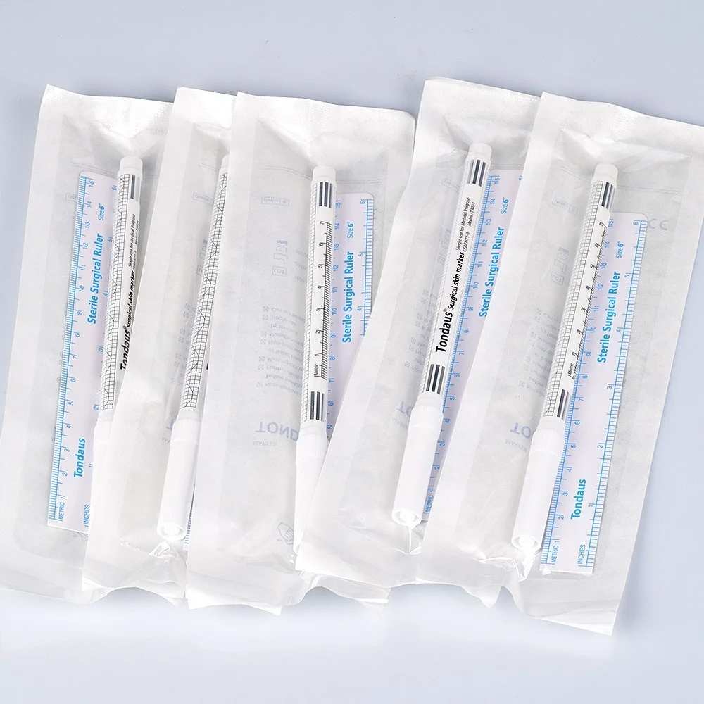 

2022 Tattoo Accesories 1pcs Surgical Skin Marker Eyebrow Pen Tattoo With Measuring Ruler Microblading Positioning Tool