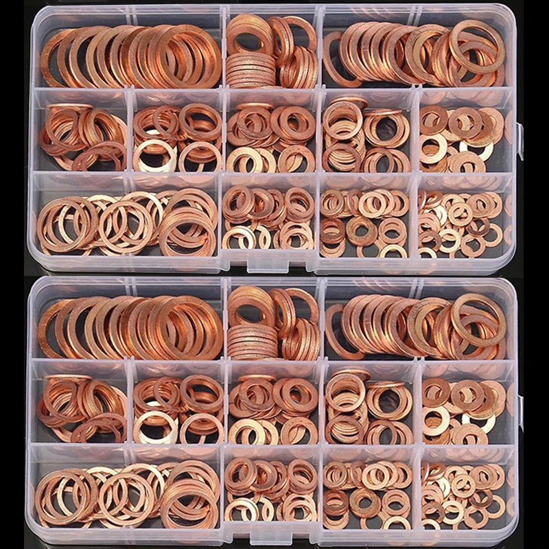 300/280/200/120/100Pcs Washer Copper Sealing Solid Gasket Washer Sump Plug Oil For Boat Crush Flat Seal Ring Tool