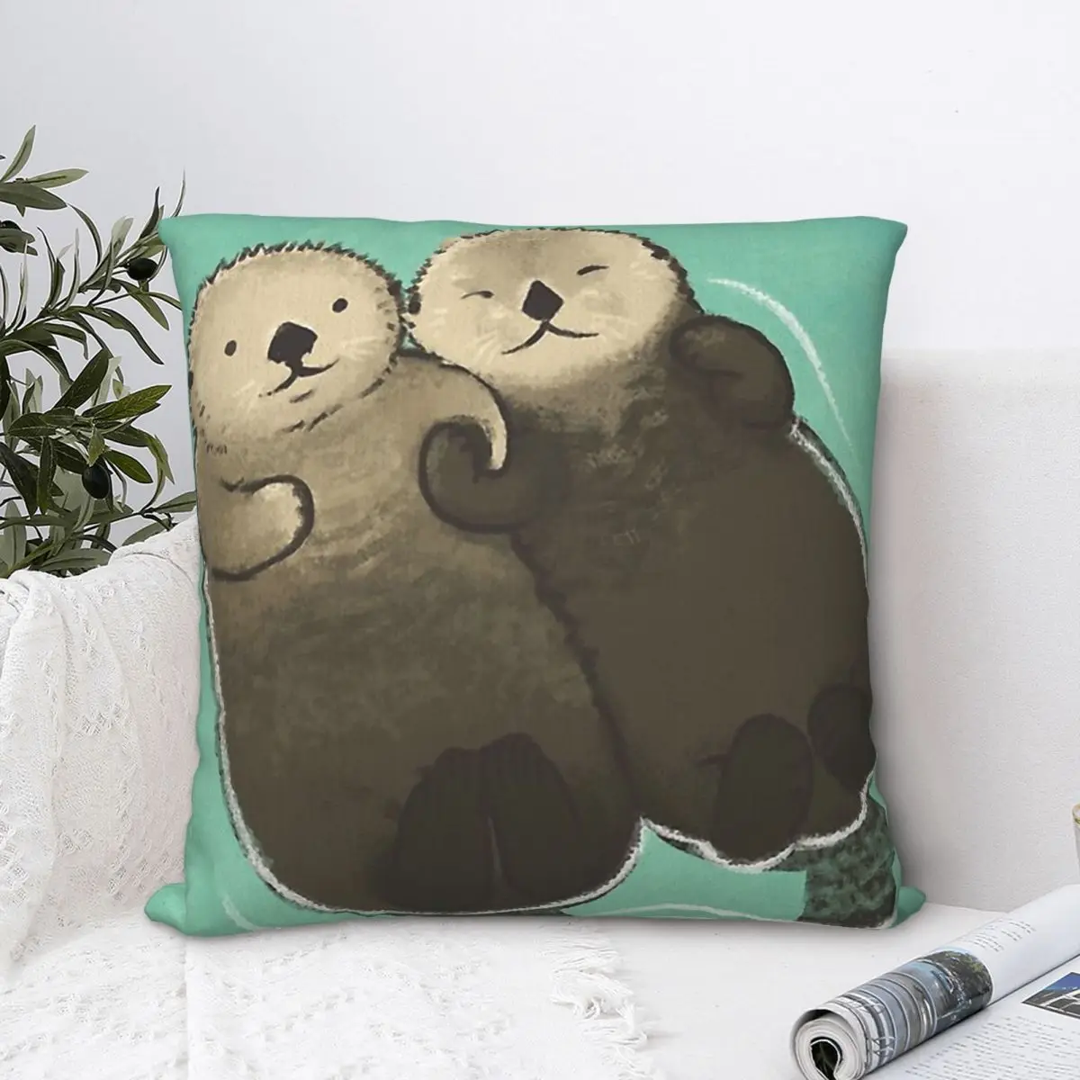 

Significant Otters Holding Hands Throw Pillow Case Animal Animals Kawaii Cute Short Plus Cushion Covers Home Sofa Chair Backpack
