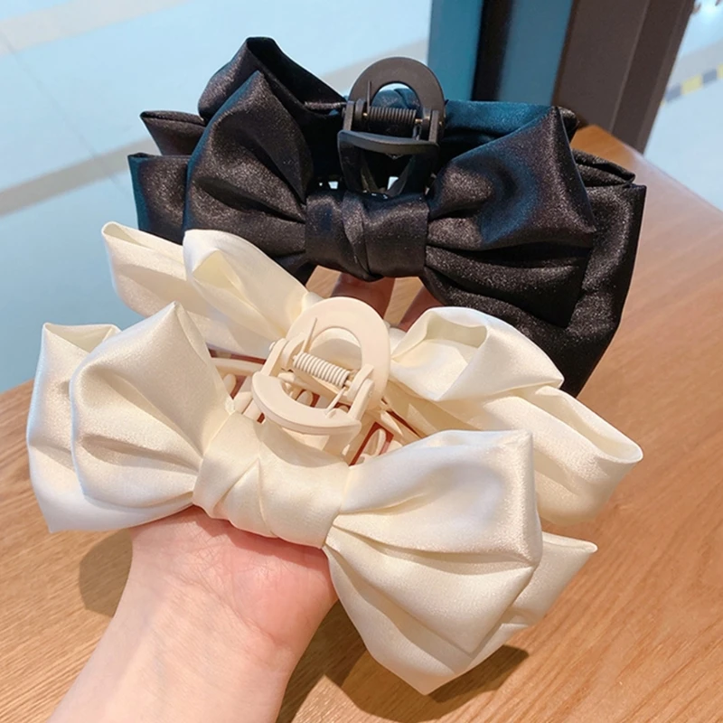 

Korean Satin Hair Clip for Women Large Barrettes Bowknot Cute Hair Jaw Clips