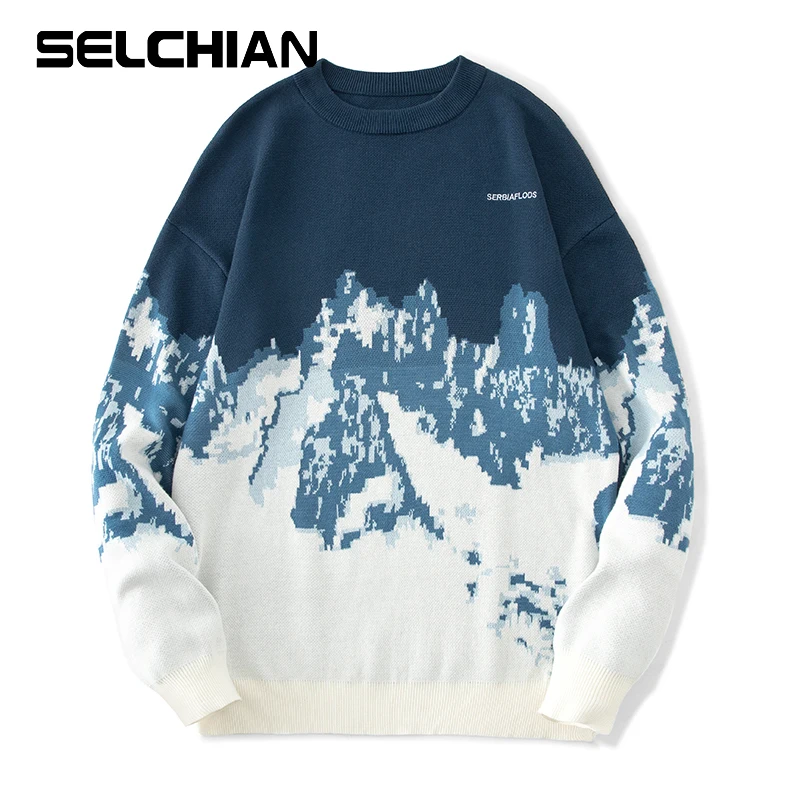

2021 Mens Casual Sweaters Harajuku Style Loose Round Neck Men Fashion Pullover Autumn Winter Long Sleeve Sweater Knitted Tops