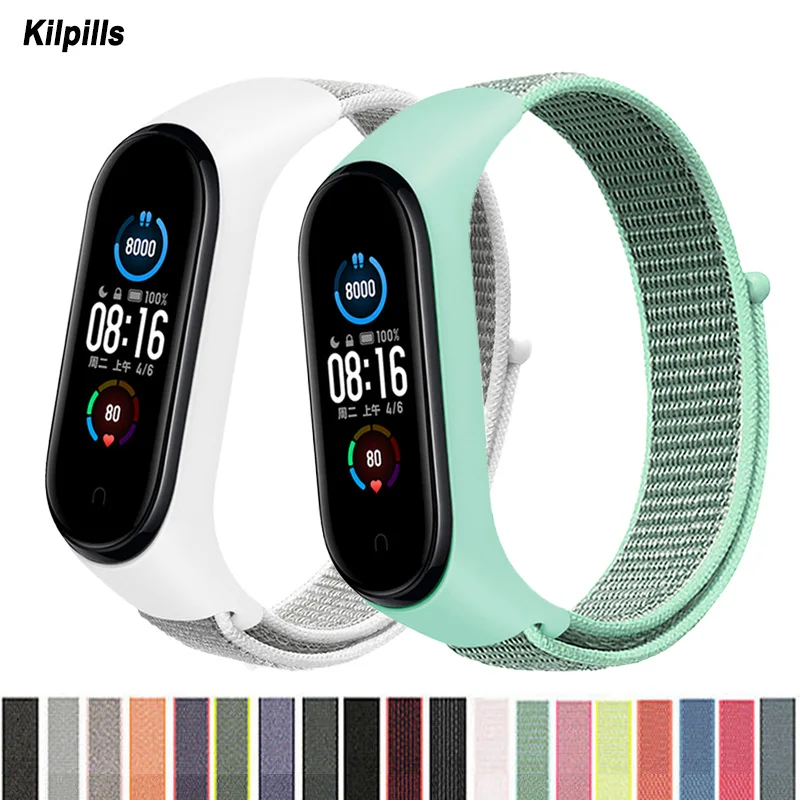 

Nylon Strap for Mi Band 5 Bracelet Sport Loop Watch Belt Pulsera Correa Miband Strap Wristband for Xiaomi Mi Band 6 4 3 Bracelet