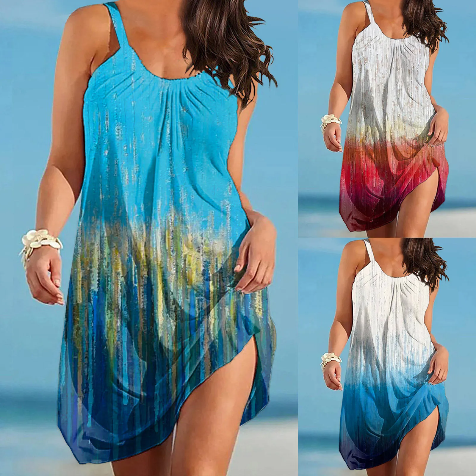 

Женское джинсовое платье без рукавов, с градиентом