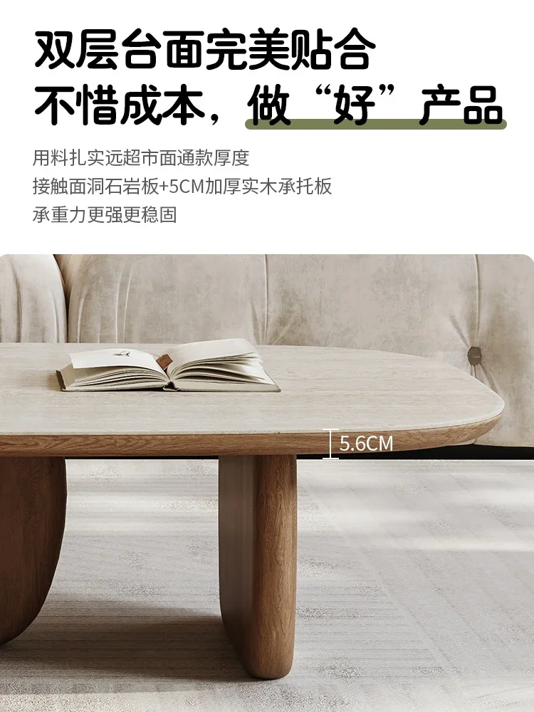 Журнальный столик из каменной плиты для гостиной дома небольшой квартиры