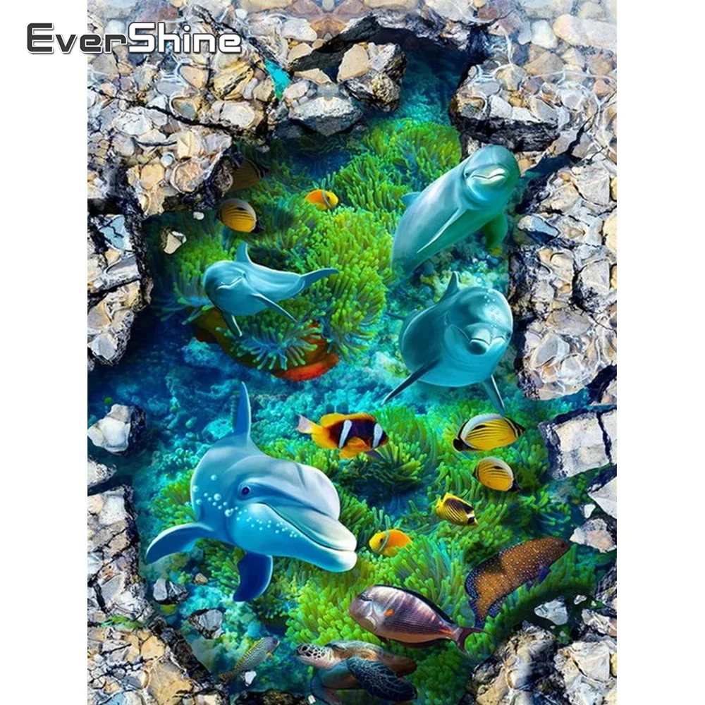 Изображение дельфина Diamond Embroidery EverShine из стразов-мозаики на полный квадрат буровой рисунок животных Домашний декор на озере.