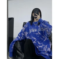 qweek hoodies women streetwear harajuku pullover crewneck sweatshirt oversized hoodie couple bf style long sleeve tops cool chic