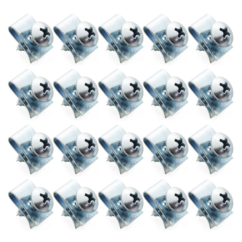 

20Sets U Type Nut Mounting Fastener Clips with Screws Auto Engine Fender-Guard Plate Clamp Retainer-Fastener Rivet Clips