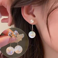 trendy charm zircon colorful pearl drop earrings for women fashion elegant pearl boucle doreille simple geometric jewelry